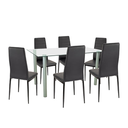 Set de masă Verna 6+1 negru-negru