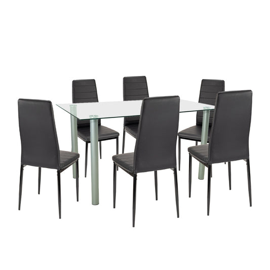 Set de masă Verna 6+1 negru-negru