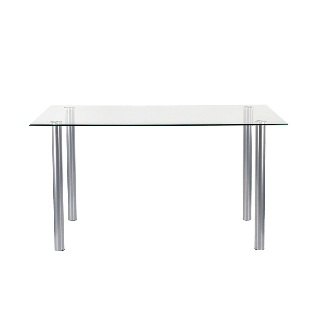 Masă de dining pătrată Berna 140 cm din sticlă transparentă