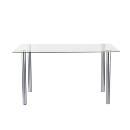 Masă de dining pătrată Berna 140 cm din sticlă transparentă