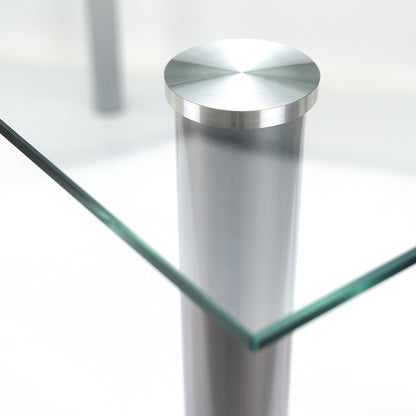 Masă de dining pătrată Berna 140 cm din sticlă transparentă
