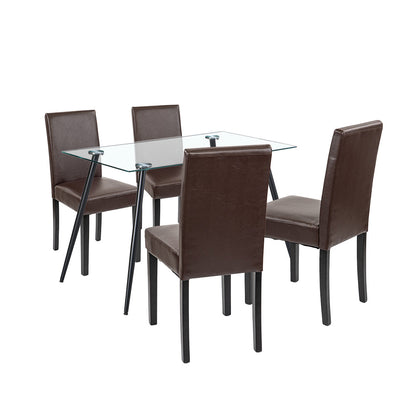 Set de masă Alen 4+1 negru-maro