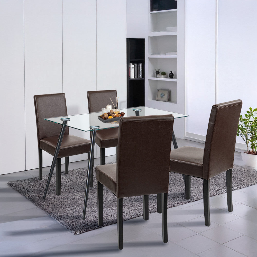 Set de masă Alen 4+1 negru-maro