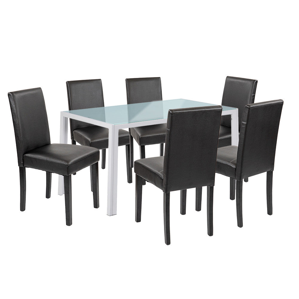 Set de masă Mira 6+1 alb-negru