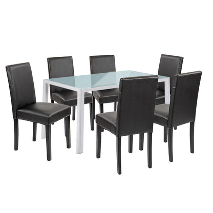 Set de masă Mira 6+1 alb-negru