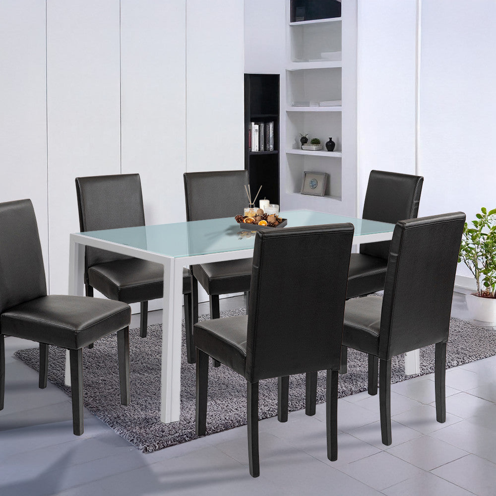 Set de masă Mira 6+1 alb-negru