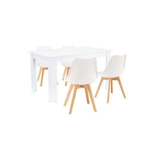 Set de masă Zara 4+1 alb-alb