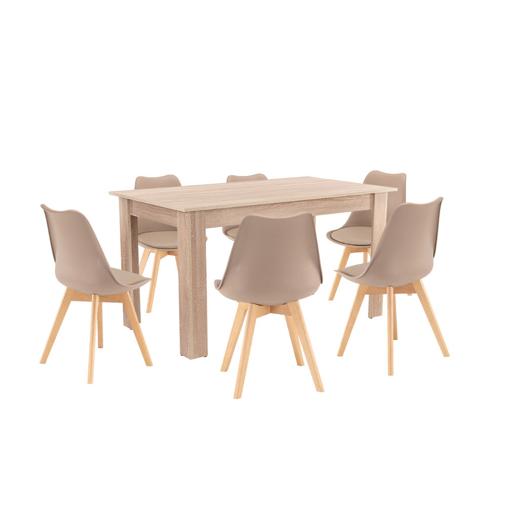 Set de masă Zara 6+1 bej-stejar Sonoma