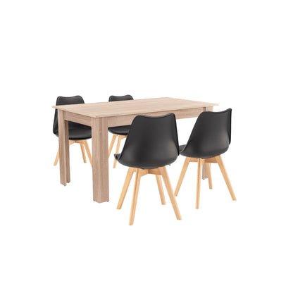 Set de masă Zara 4+1 negru-stejar Sonoma