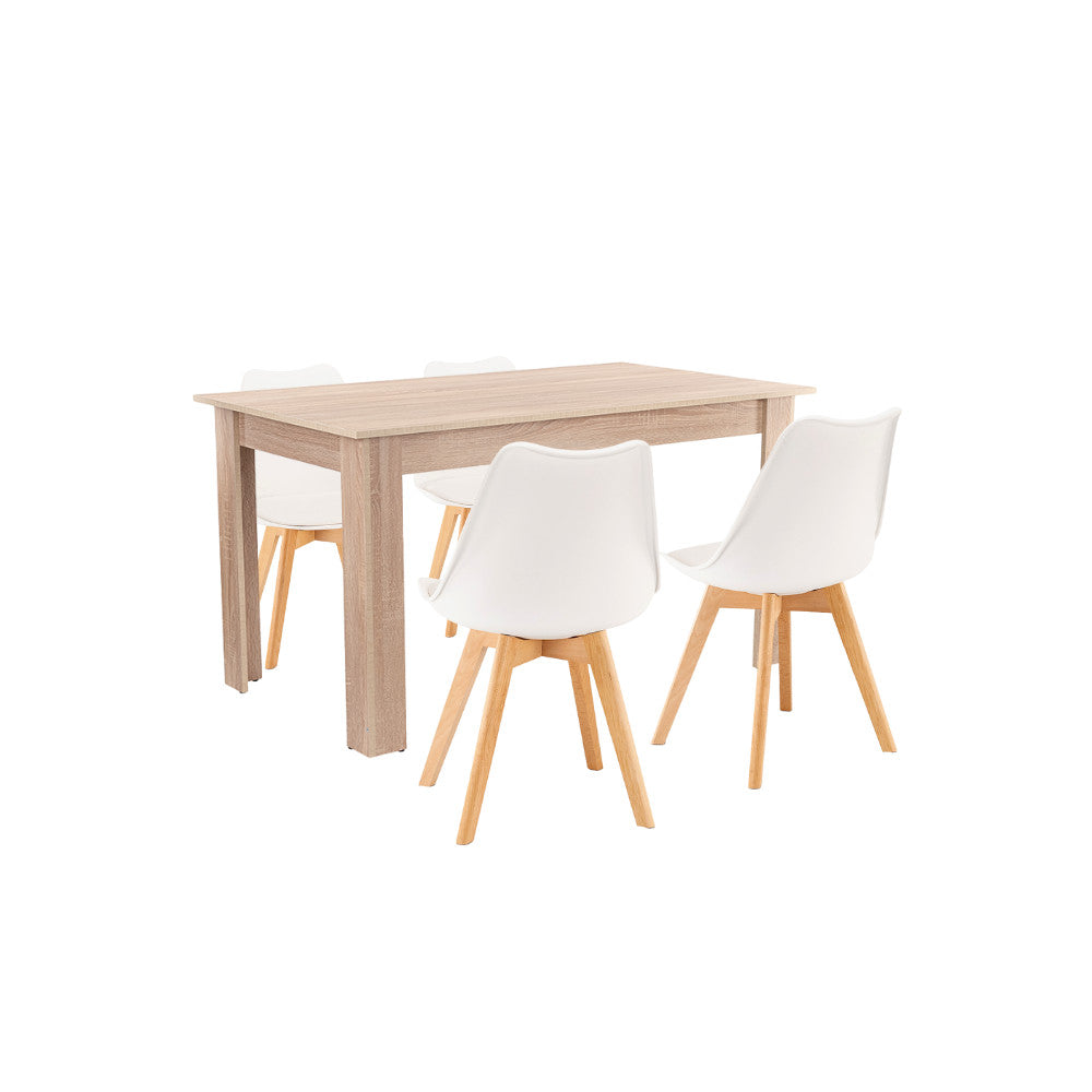 Set de masă Zara 4+1 alb-stejar Sonoma