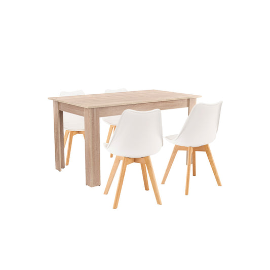 Set de masă Zara 4+1 alb-stejar Sonoma