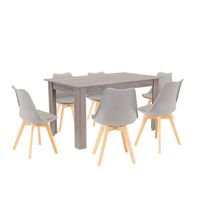 Set de masă Zara 6+1 gri-stejar York