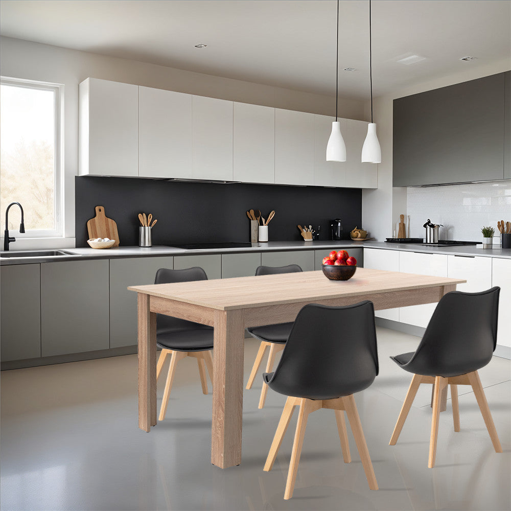 Set de masă Lola 4+1 negru-stejar Sonoma