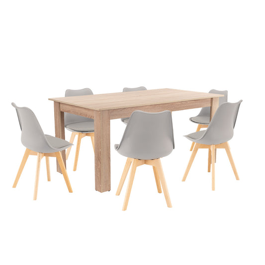Set de masă Lola 6+1 gri-stejar Sonoma
