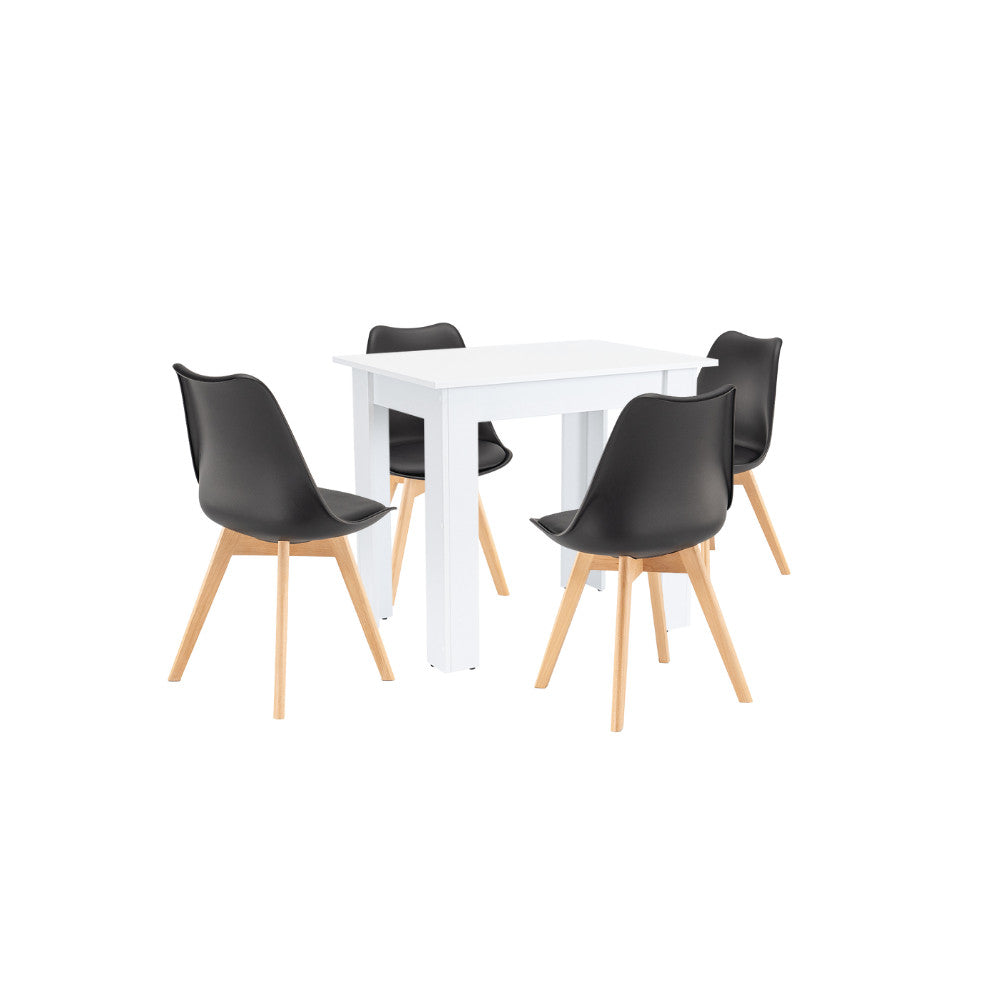 Set de masă Amina 4+1 alb-negru