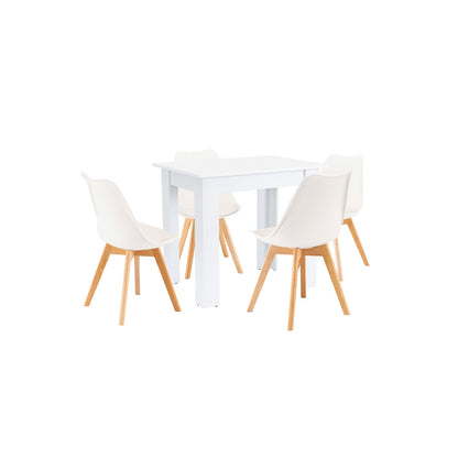 Set de masă Amina 4+1 alb-alb