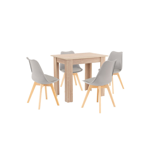 Set de masă Amina 4+1 gri-stejar Sonoma