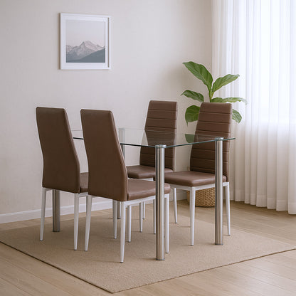 Scaun de masă Tino NOVA maro, textil, piele + metal - maro