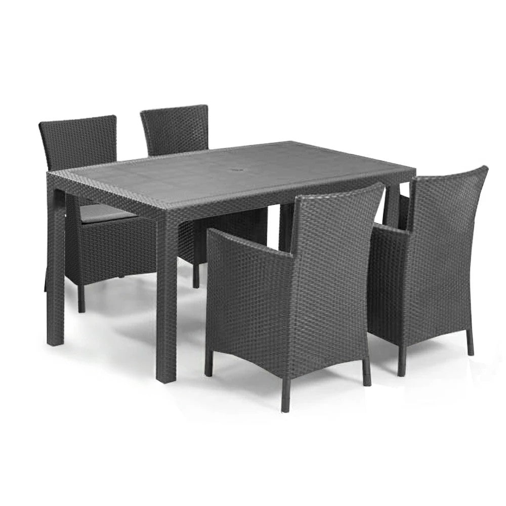 Set de mobilier de grădină Meliowa cu 4 locuri, culoare grafit, cu perne gri deschis