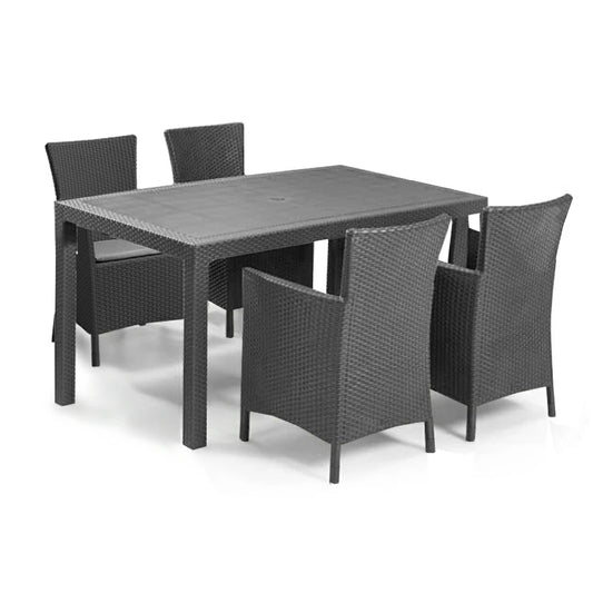 Set de mobilier de grădină Meliowa cu 4 locuri, culoare grafit, cu perne gri deschis
