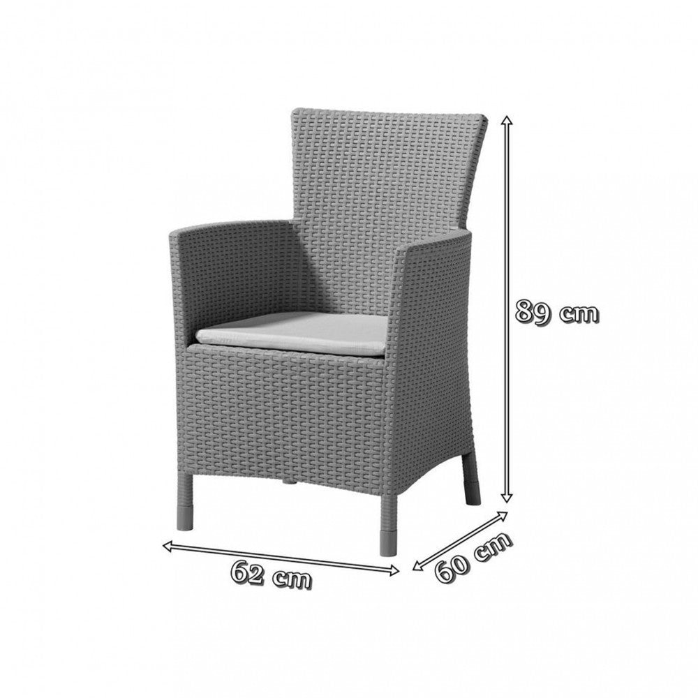 Set de mobilier de grădină Meliowa cu 4 locuri, culoare grafit, cu perne gri deschis
