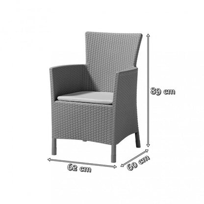 Set de mobilier de grădină Meliowa pentru 6 persoane, maro, cu perne taupe calde