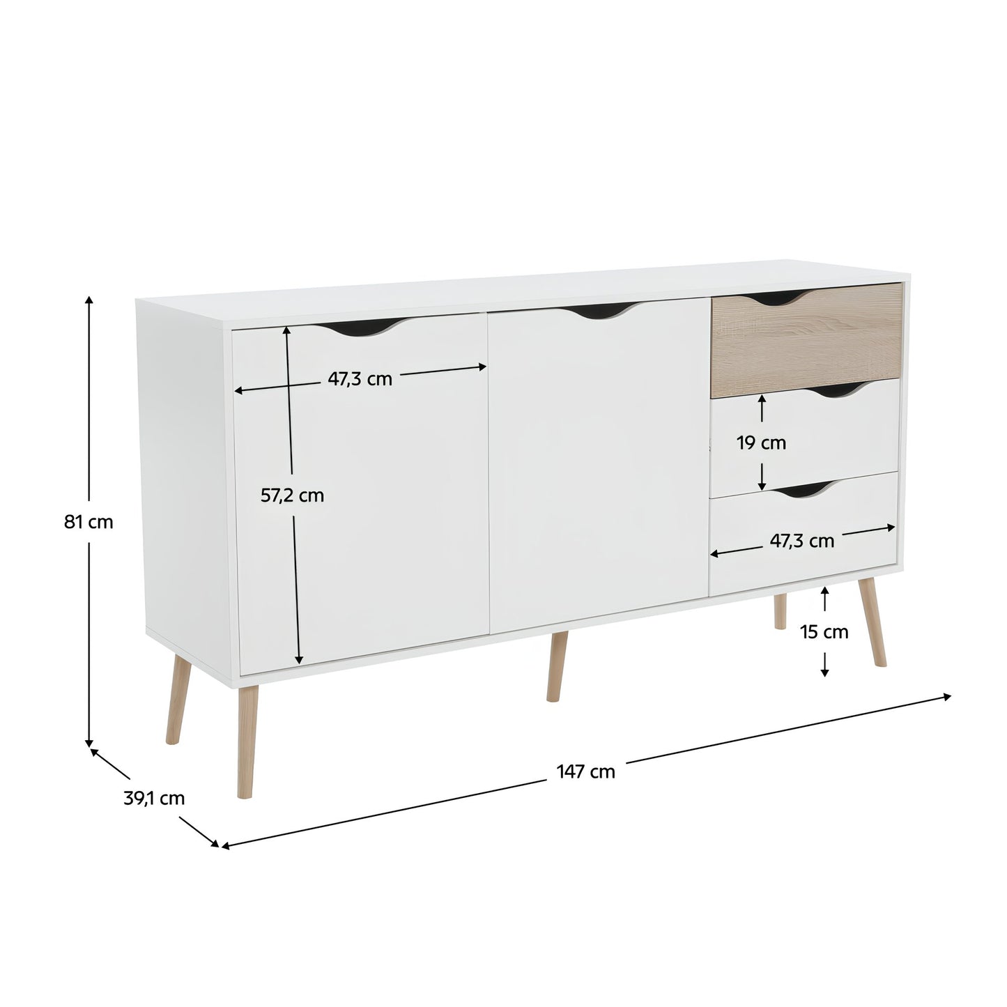 Comodă, stejar sonoma/alb, OSLO 75381