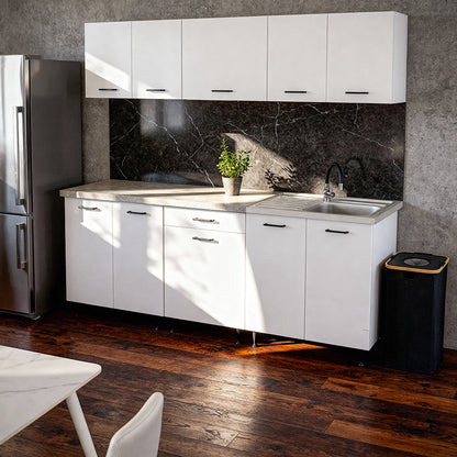 Mobilă de bucătărie Primo 220 albă, cu blat de lucru chromix
