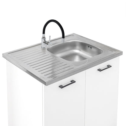 Mobilă de bucătărie Primo 220 albă, cu blat de lucru chromix