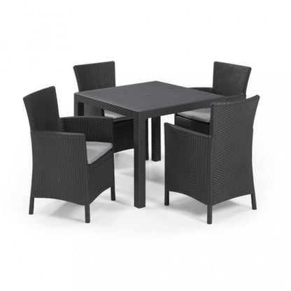 Set de mobilier de grădină Quartet cu 4 locuri, culoare grafit, cu perne gri deschis