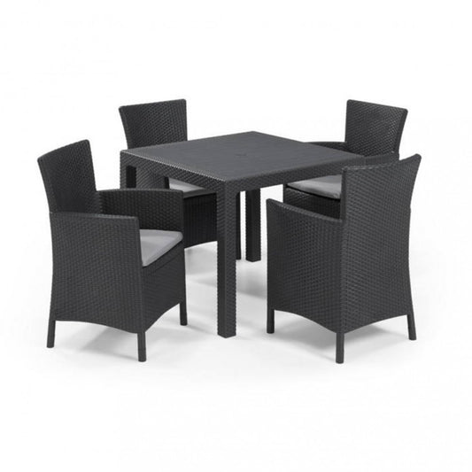Set de mobilier de grădină Quartet cu 4 locuri, culoare grafit, cu perne gri deschis