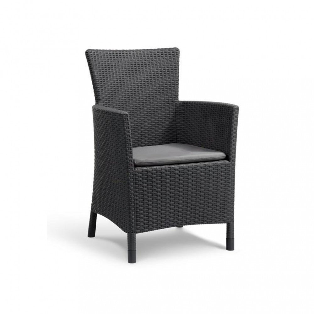 Set de mobilier de grădină Quartet cu 4 locuri, culoare grafit, cu perne gri deschis