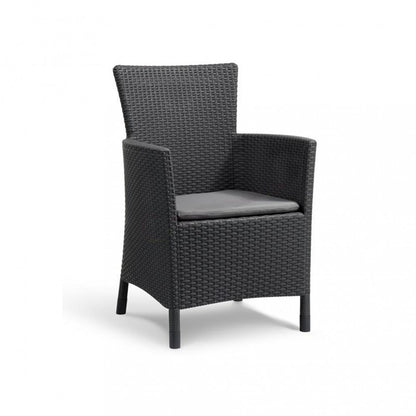 Set de mobilier de grădină Quartet cu 4 locuri, culoare grafit, cu perne gri deschis