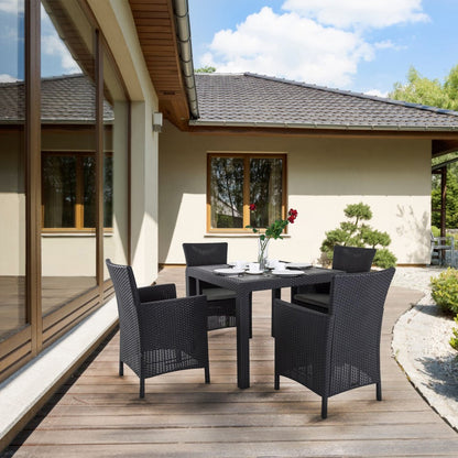 Set de mobilier de grădină Quartet cu 4 locuri, culoare grafit, cu perne gri deschis