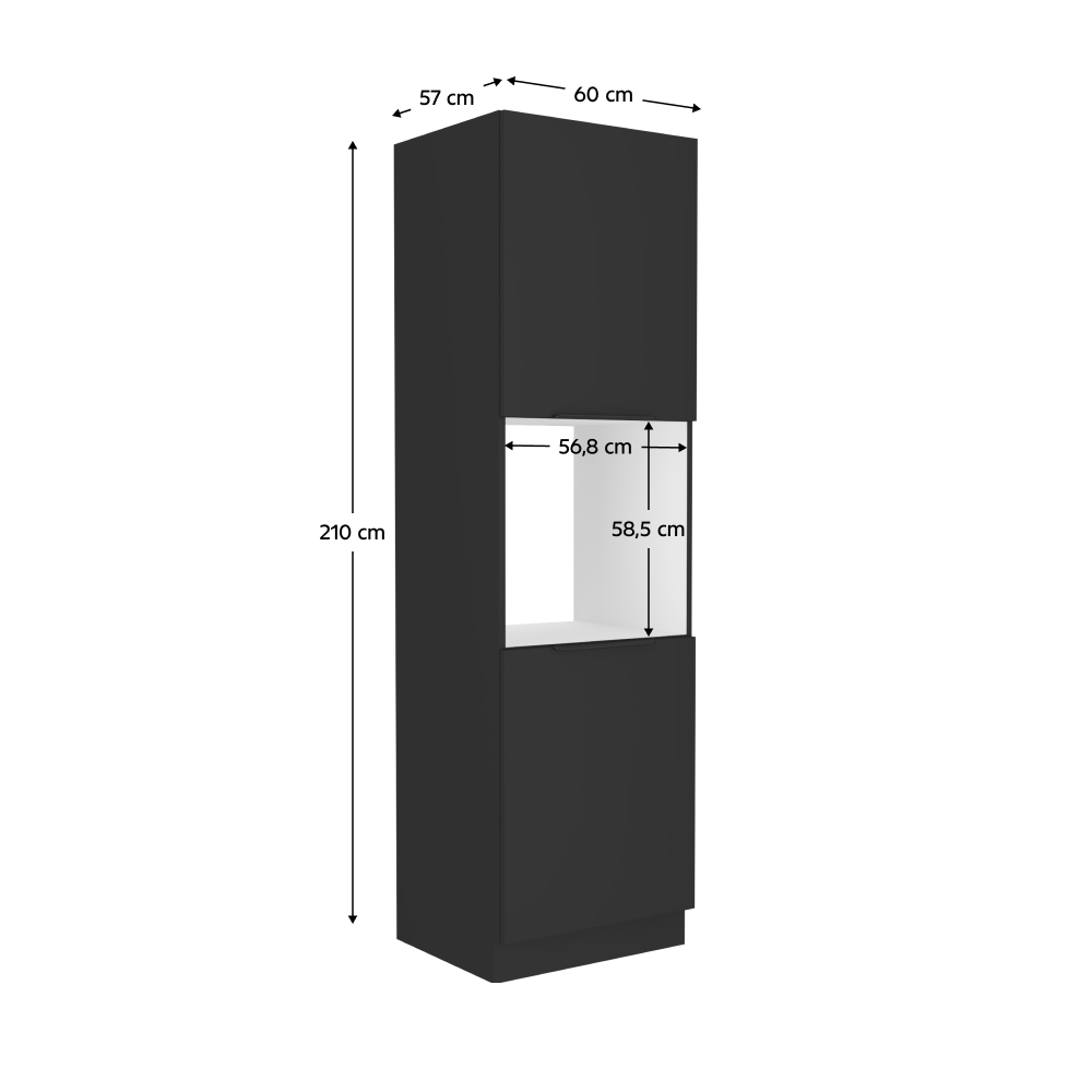 Dulap înalt, pentru cuptor, negru, SIBER 60 DP-210 2F