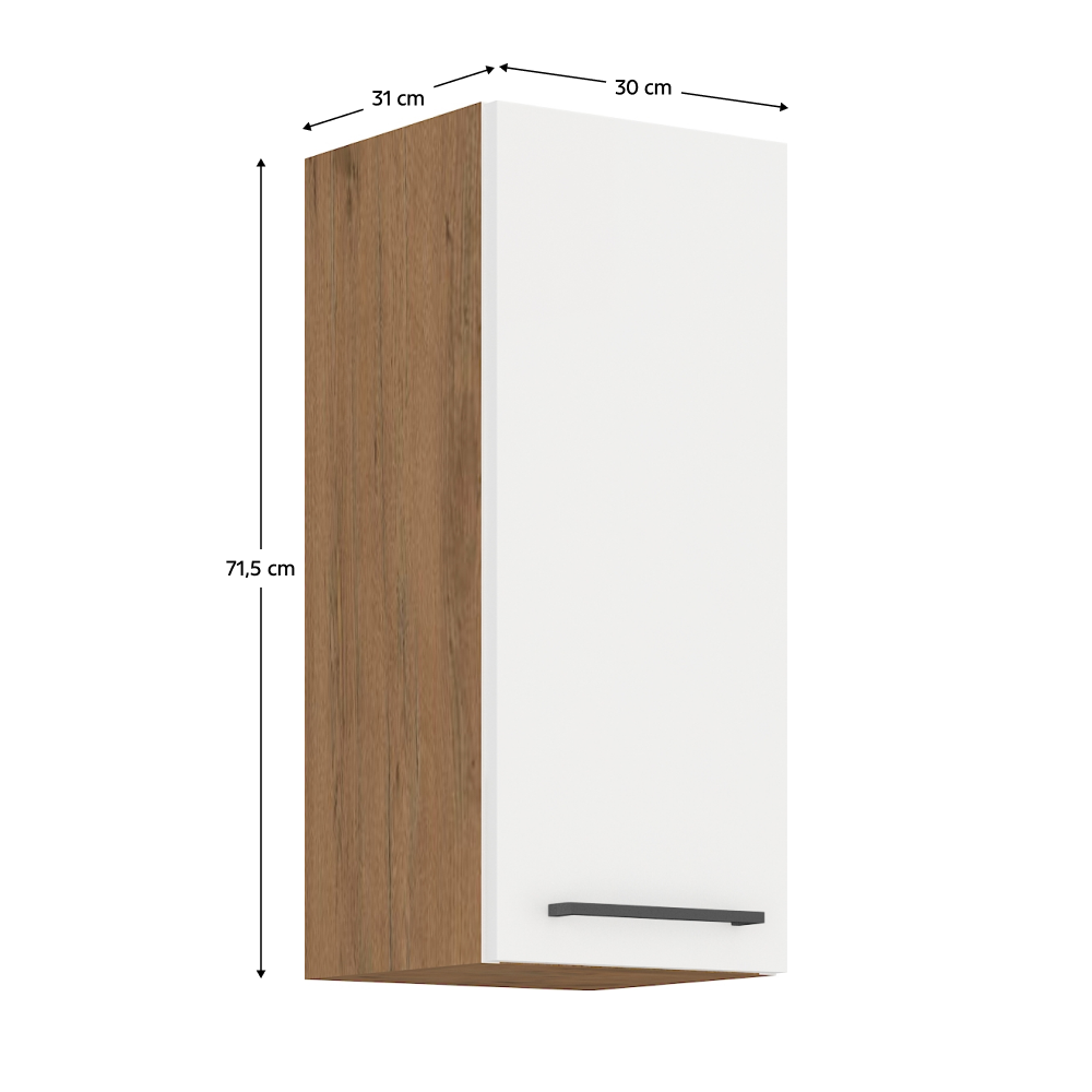 Cabinet superior, stejar Lancelot/alb extra lucios HG, VEGA 30 G-72 1F