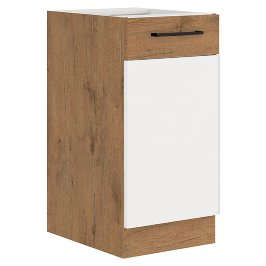 Cabinet inferior, alb extra lucios HG/stejar Lancelot, VEGA D40 1F BB