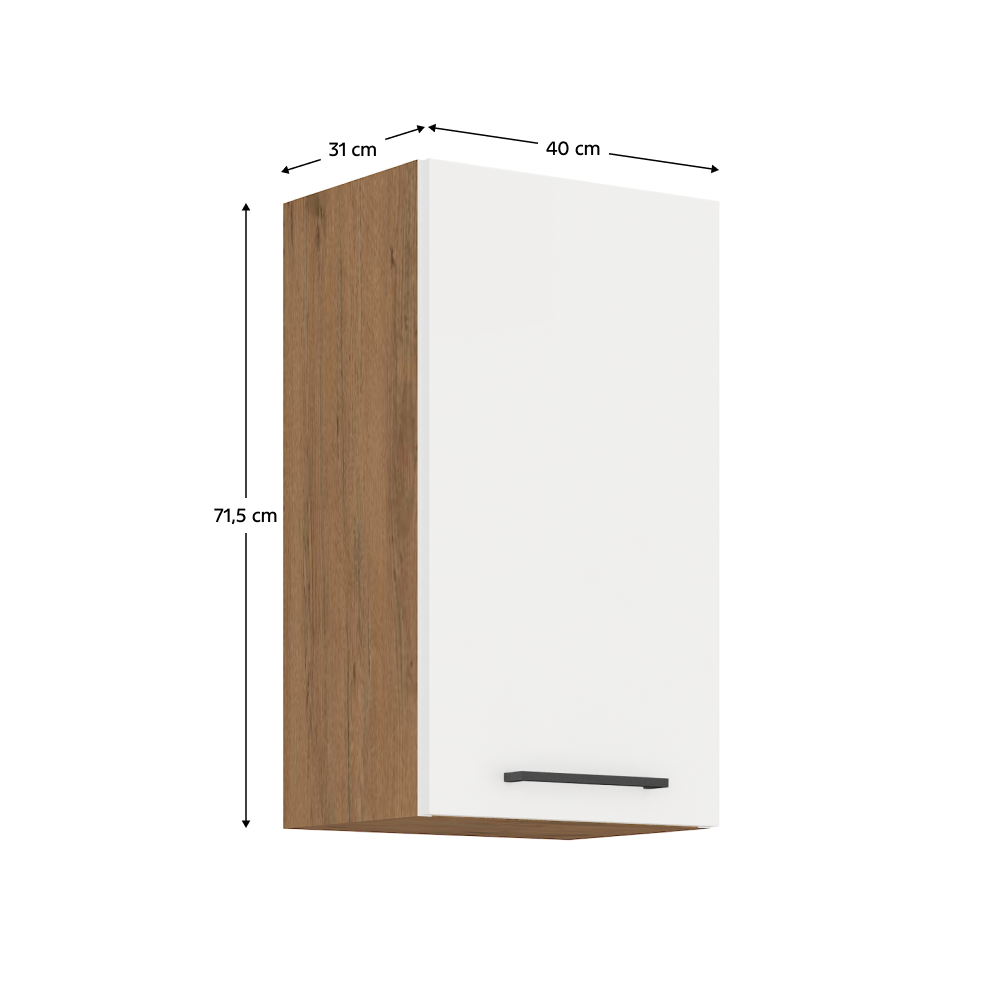 Cabinet superior, stejar Lancelot/alb extra lucios HG, VEGA 40 G-72 1F