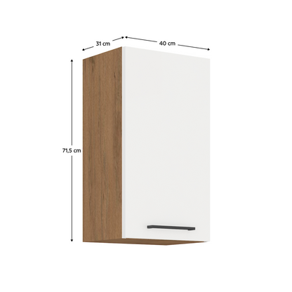 Cabinet superior, stejar Lancelot/alb extra lucios HG, VEGA 40 G-72 1F
