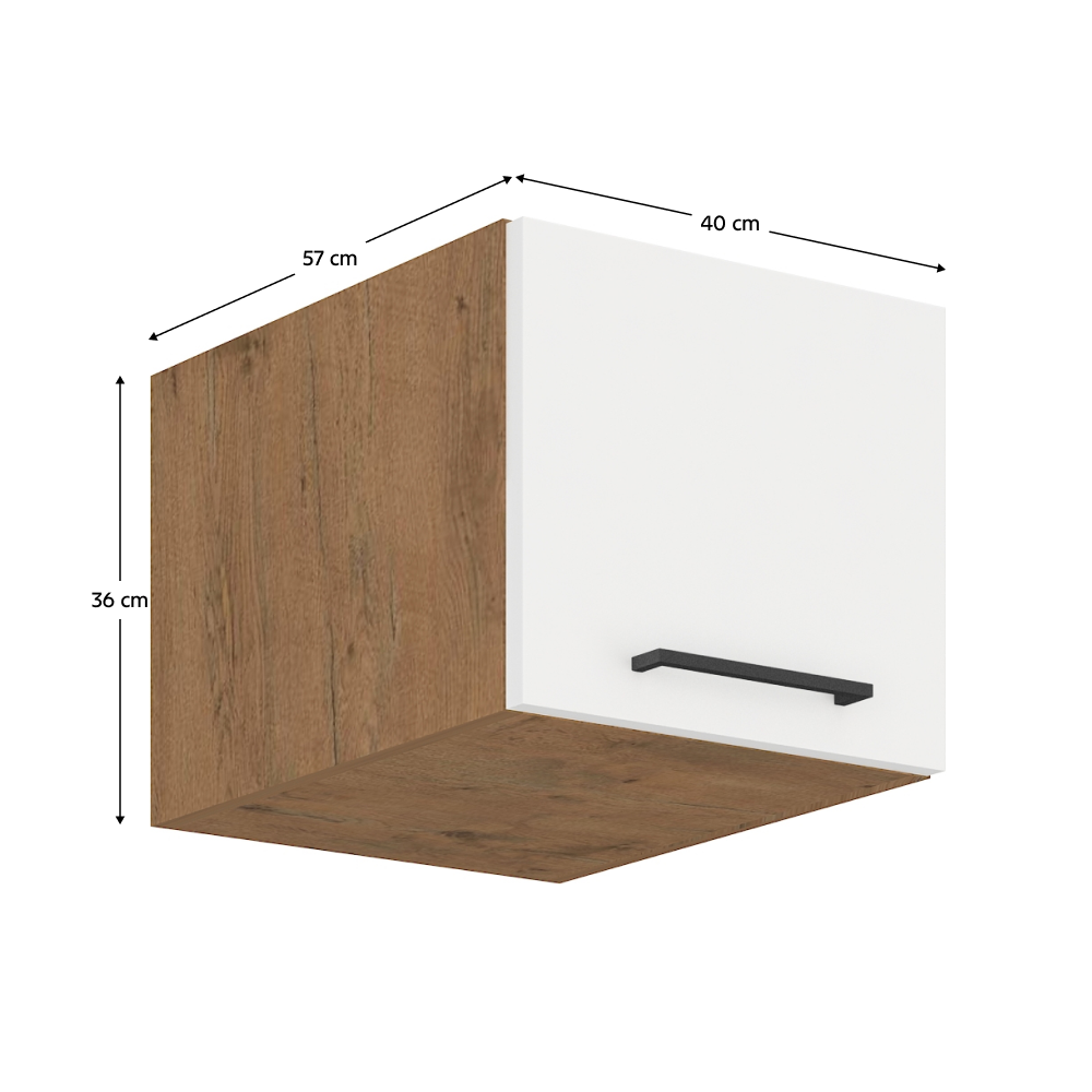 Cabinet superior, stejar Lancelot/alb extra lucios HG, VEGA 40 NAGU-36 1F