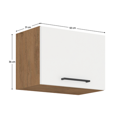 Cabinet superior, stejar Lancelot/alb extra lucios HG, VEGA 50 GU-36 1F