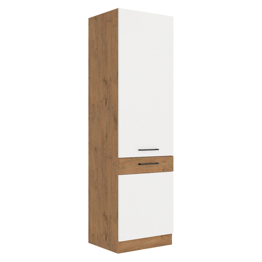 Dulap înalt, stejar Lancelot/alb extra lucios HG, VEGA 60 DK-210 2F