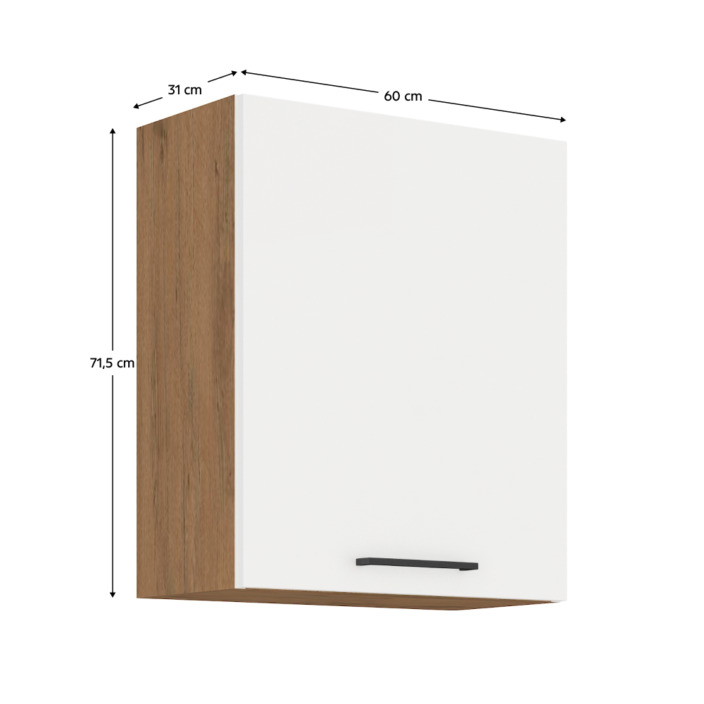 Cabinet superior, stejar Lancelot/alb extra lucios HG, VEGA 60 G-72 1F