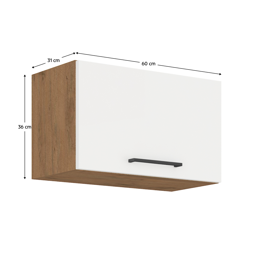 Cabinet superior, stejar Lancelot/alb extra lucios HG, VEGA 60 GU-36 1F