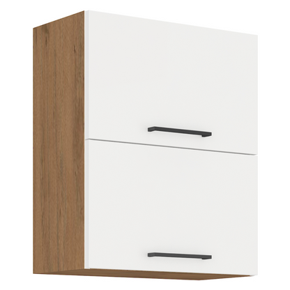 Cabinet superior, stejar Lancelot/alb extra lucios HG, VEGA 60 GU-72 2F