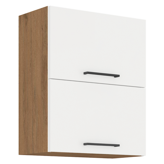 Cabinet superior, stejar Lancelot/alb extra lucios HG, VEGA 60 GU-72 2F