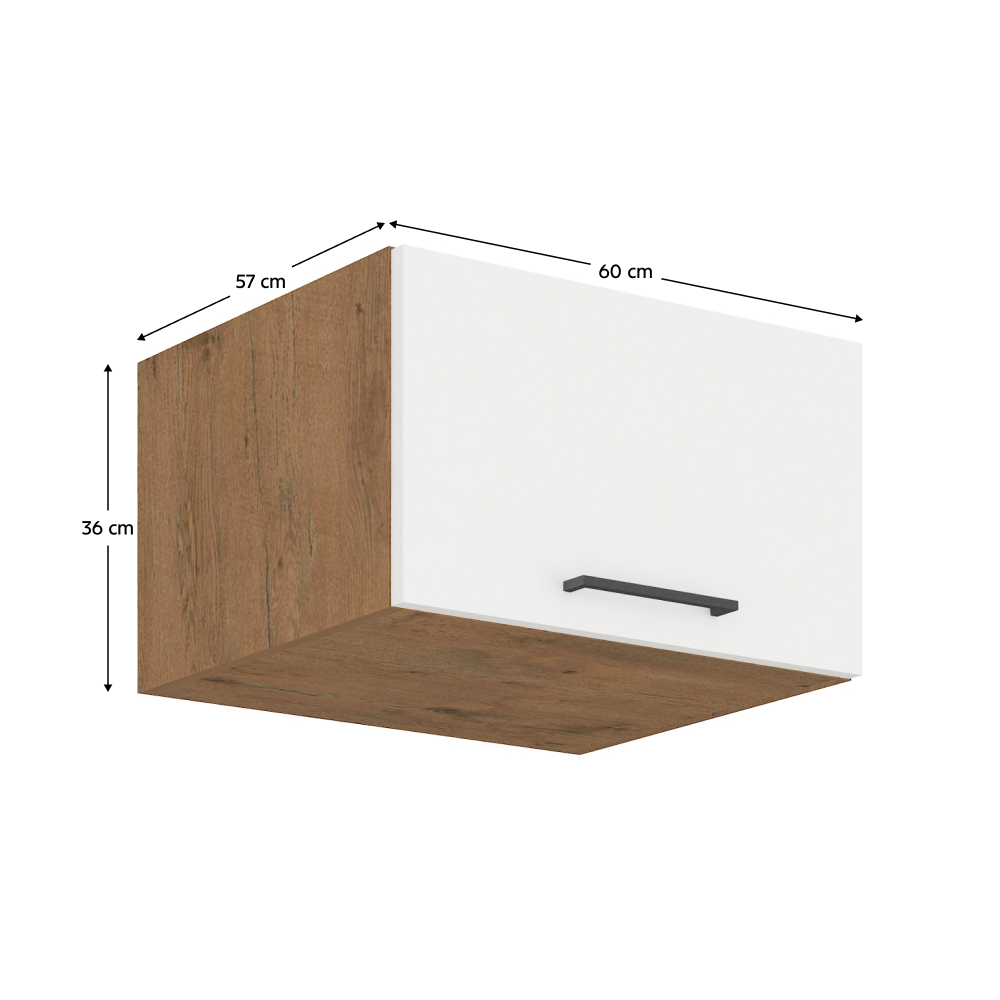 Cabinet superior, stejar Lancelot/alb extra lucios HG, VEGA 60 NAGU-36 1F