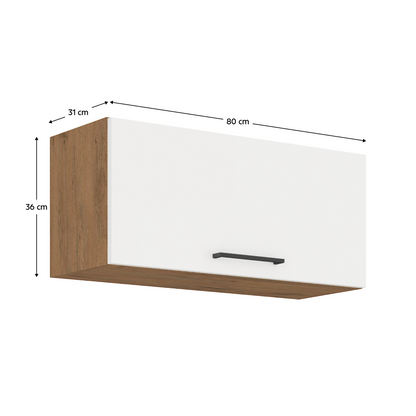 Cabinet superior, stejar Lancelot/alb extra lucios HG, VEGA 80 GU-36 1F
