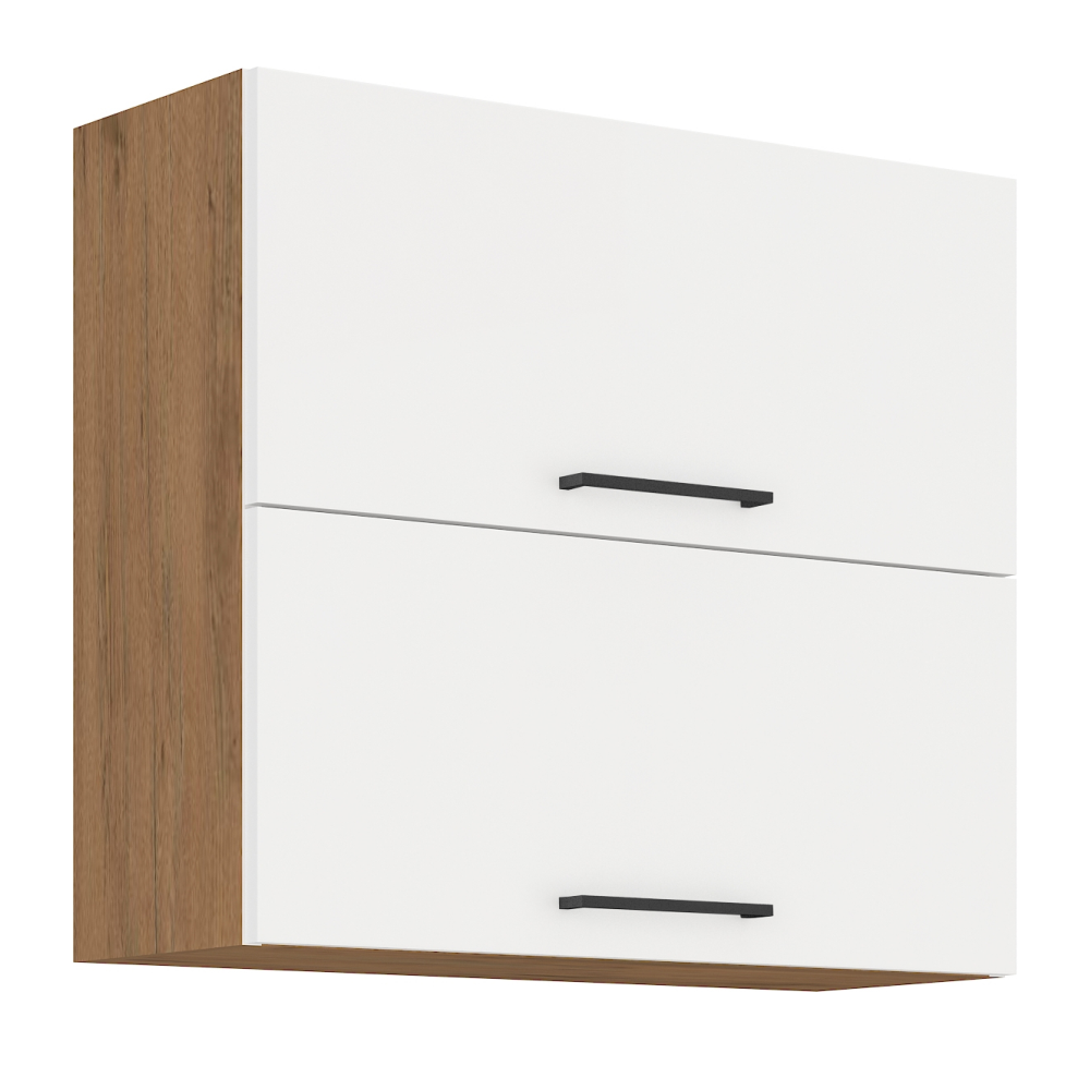 Cabinet superior, stejar Lancelot/alb extra lucios HG, VEGA 80 GU-72 2F