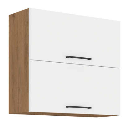 Cabinet superior, stejar Lancelot/alb extra lucios HG, VEGA 80 GU-72 2F